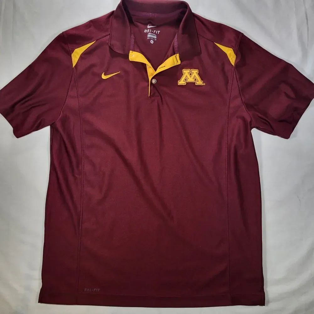 Minnesota Gophers Men's XL Nike Dri-Fit Maroon Polo Shirt Embroidered‎
